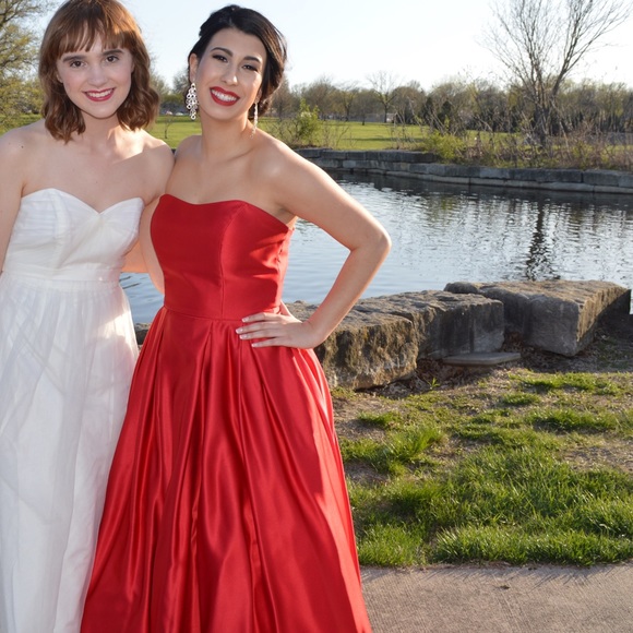 Camille La Vie Dresses & Skirts - Camille La Vie Strapless Satin Gown